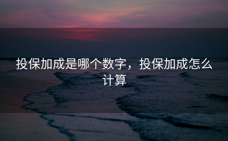 投保加成是哪个数字，投保加成怎么计算