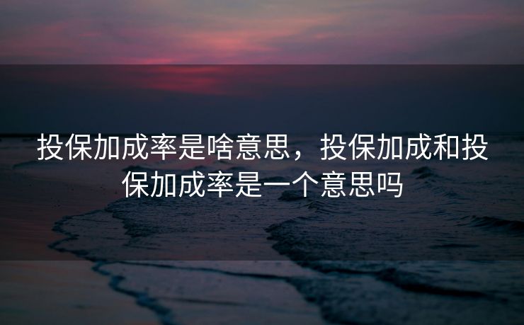 投保加成率是啥意思,投保加成和投保加成率是一个意思吗 投保加成率是啥意思,投保加成和投保加成率是一个意思吗