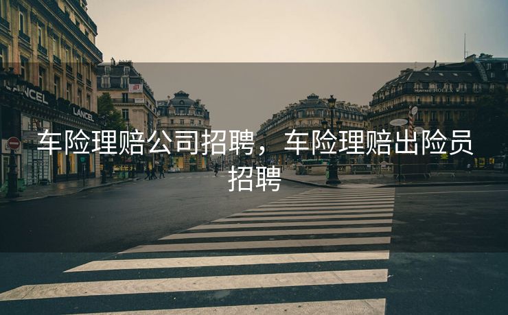 车险理赔公司招聘，车险理赔出险员招聘