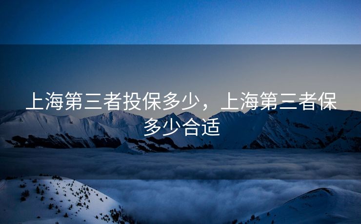 上海第三者投保多少，上海第三者保多少合适