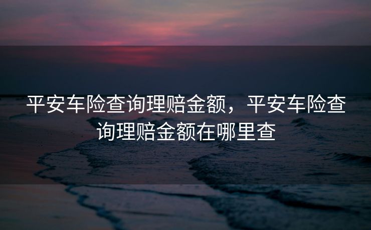 平安车险查询理赔金额，平安车险查询理赔金额在哪里查