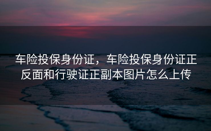 车险投保身份证，车险投保身份证正反面和行驶证正副本图片怎么上传