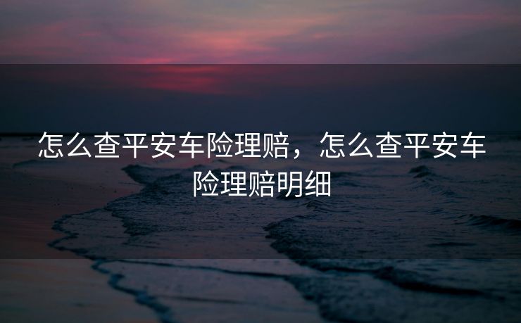 怎么查平安车险理赔，怎么查平安车险理赔明细