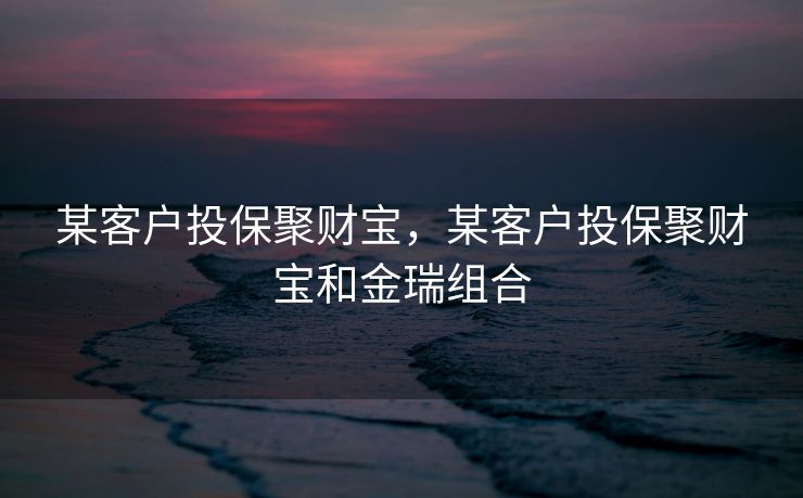 某客户投保聚财宝，某客户投保聚财宝和金瑞组合