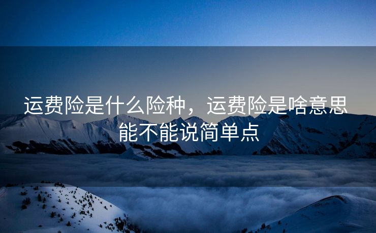 运费险是什么险种，运费险是啥意思 能不能说简单点