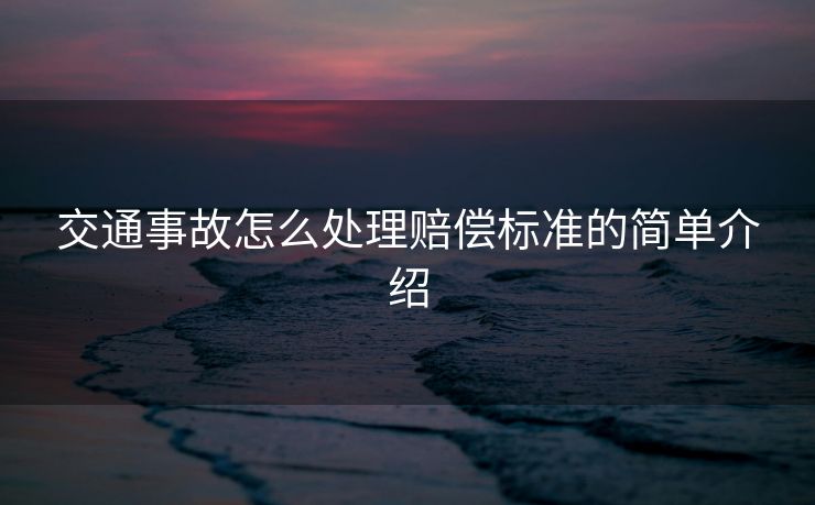 交通事故怎么处理赔偿标准的简单介绍