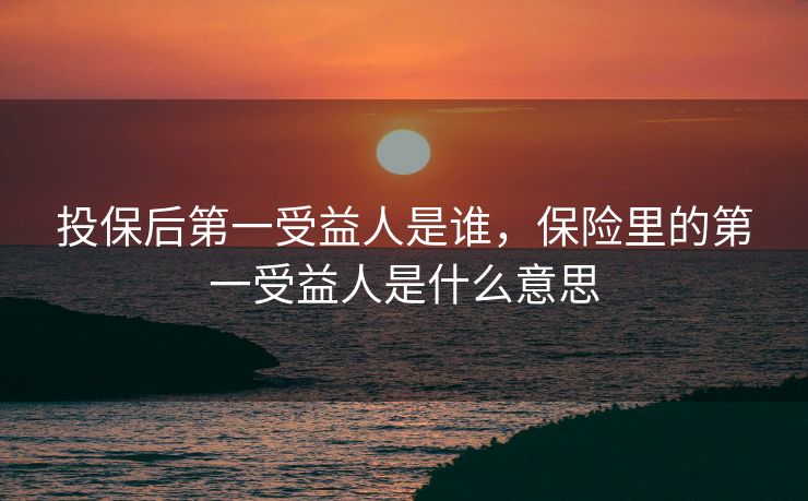投保后第一受益人是谁，保险里的第一受益人是什么意思