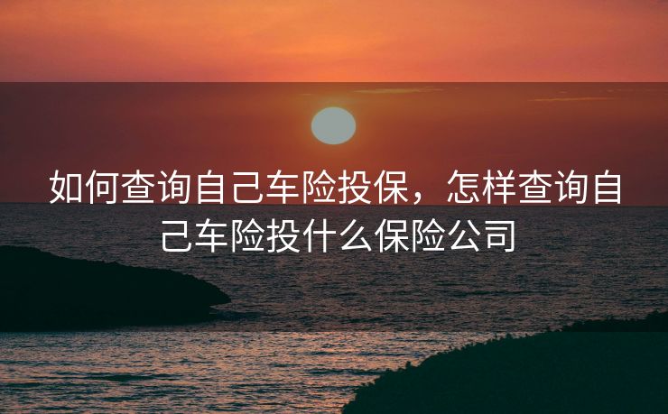 如何查询自己车险投保,怎样查询自己车险投什么保险公司 如何查询自己车险投保,怎样查询自己车险投什么保险公司