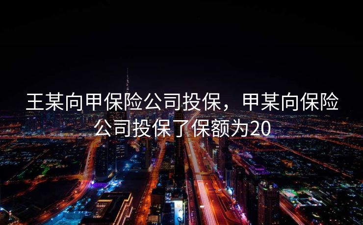 王某向甲保险公司投保，甲某向保险公司投保了保额为20