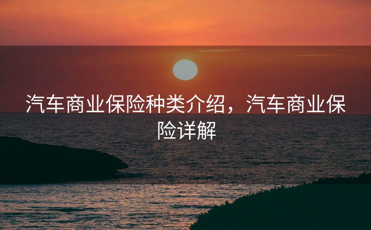 汽车商业保险种类介绍，汽车商业保险详解
