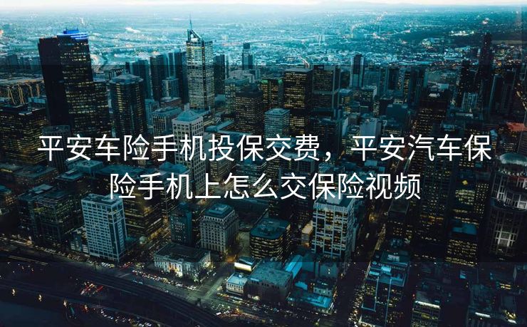 平安车险手机投保交费，平安汽车保险手机上怎么交保险视频
