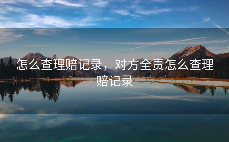 怎么查理赔记录，对方全责怎么查理赔记录