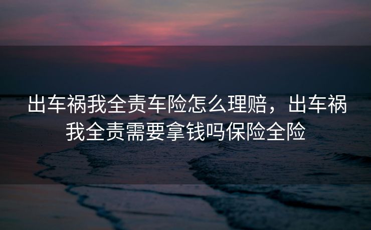出车祸我全责车险怎么理赔，出车祸我全责需要拿钱吗保险全险
