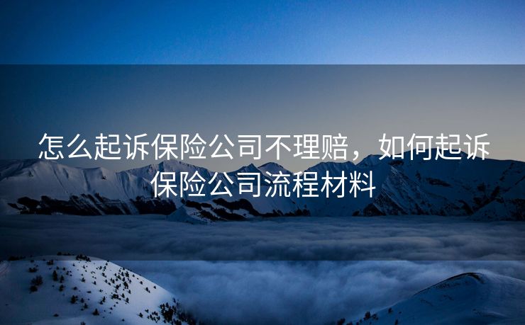 怎么起诉保险公司不理赔,如何起诉保险公司流程材料 怎么起诉保险公司不理赔,如何起诉保险公司流程材料
