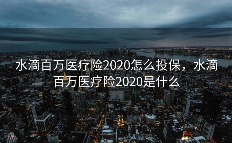 水滴百万医疗险2020怎么投保，水滴百万医疗险2020是什么