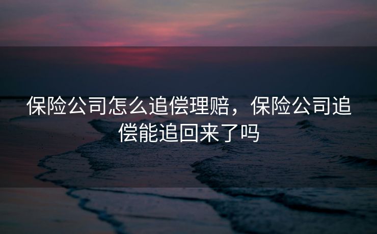 保险公司怎么追偿理赔，保险公司追偿能追回来了吗