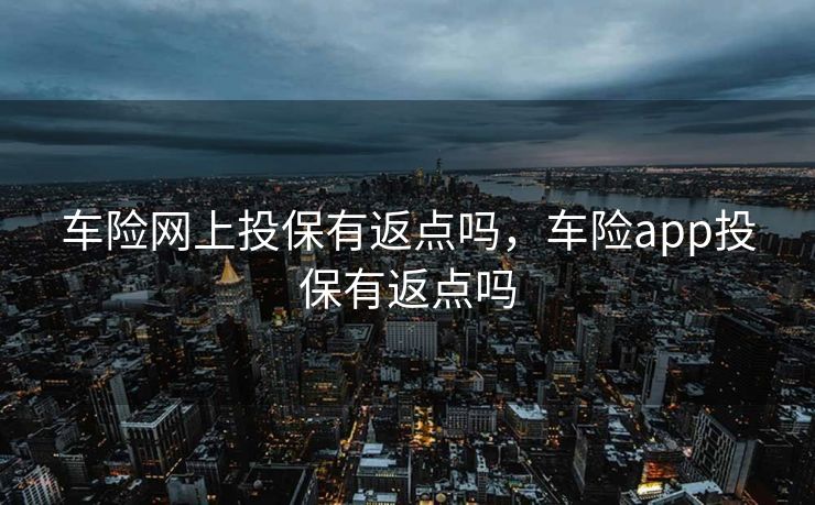 车险网上投保有返点吗，车险app投保有返点吗
