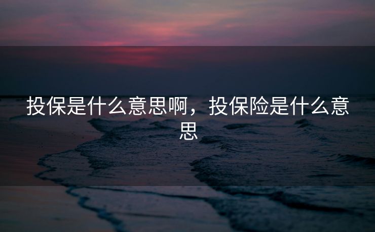 投保是什么意思啊，投保险是什么意思