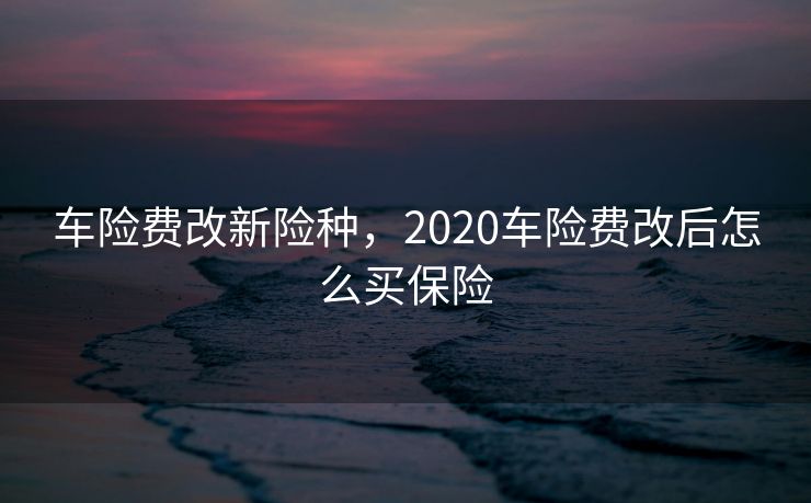 车险费改新险种，2020车险费改后怎么买保险