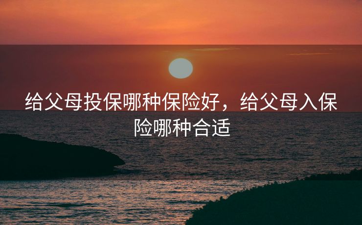 给父母投保哪种保险好,给父母入保险哪种合适 给父母投保哪种保险好,给父母入保险哪种合适